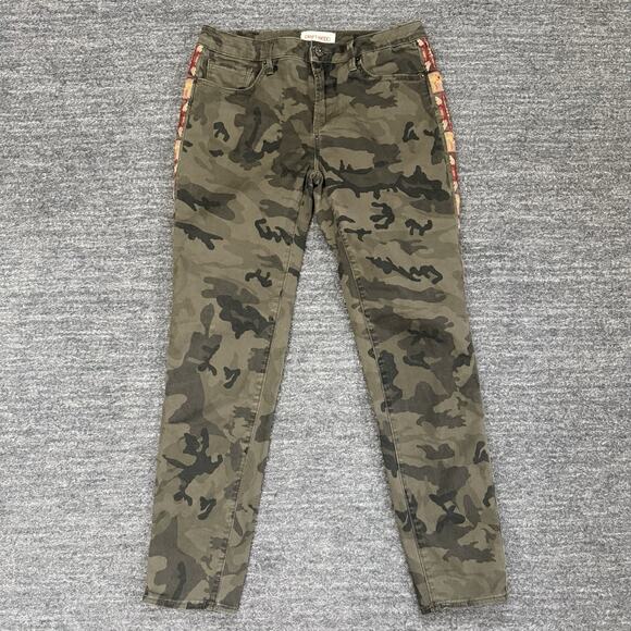 Driftwood Jackie Jeans Women 27 Camo Aztec Embroidered Slim Leg Ankle Festival